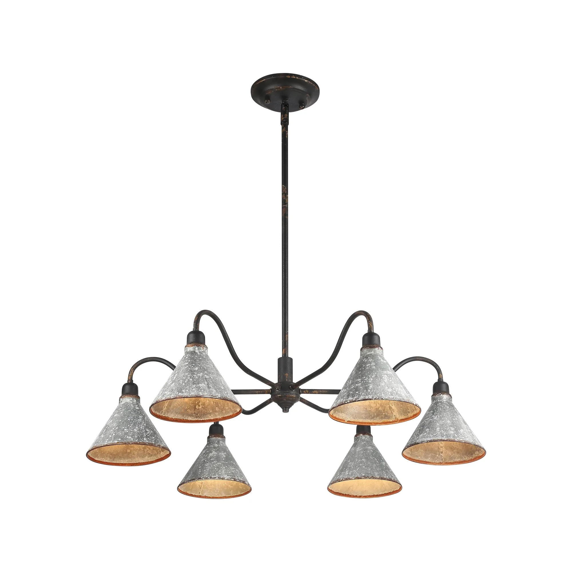 Jasper Six Light Chandelier in Antique Black Iron
