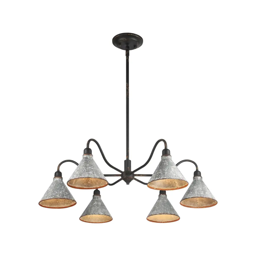 Jasper Six Light Chandelier in Antique Black Iron - Image 1