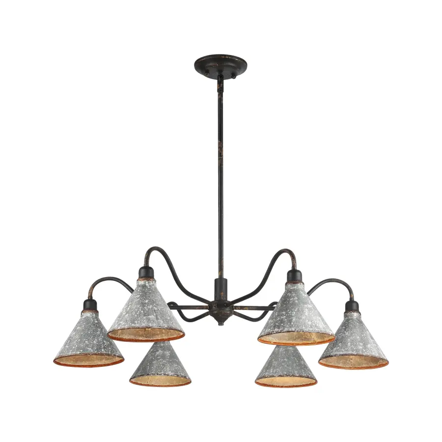 Jasper Six Light Chandelier in Antique Black Iron - Image 2