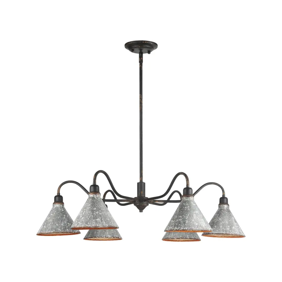 Jasper Six Light Chandelier in Antique Black Iron - Image 3