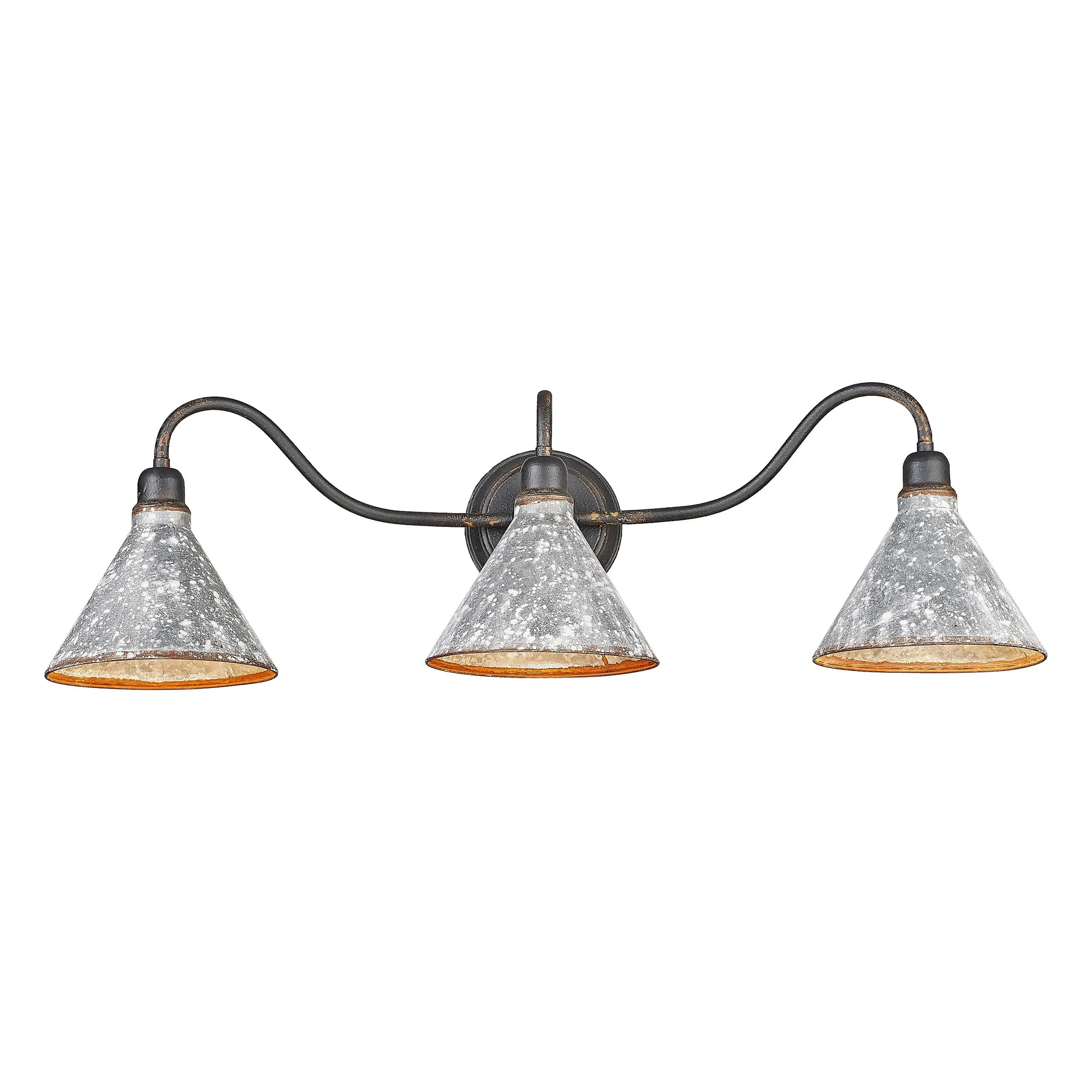 Jasper Three Light Vanity Light in Antique Black Iron