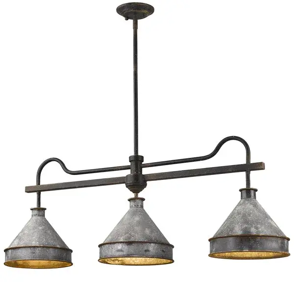 Jasper Three Light Linear Pendant in Antique Black Iron - Image 1