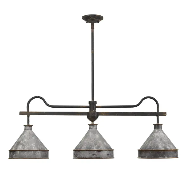 Jasper Three Light Linear Pendant in Antique Black Iron - Image 2