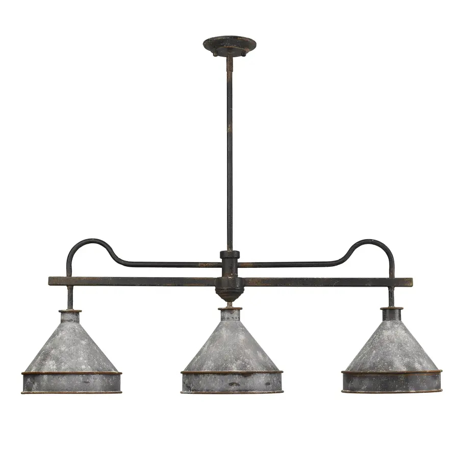 Jasper Three Light Linear Pendant in Antique Black Iron - Image 2