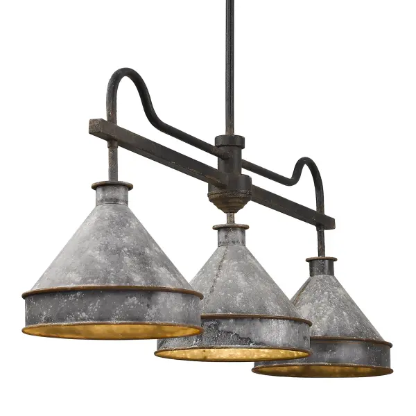 Jasper Three Light Linear Pendant in Antique Black Iron - Image 3