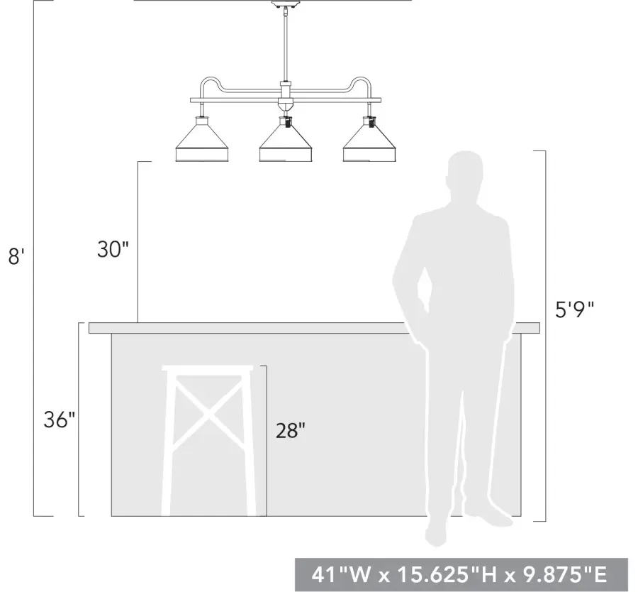 Jasper Three Light Linear Pendant in Antique Black Iron - Image 5