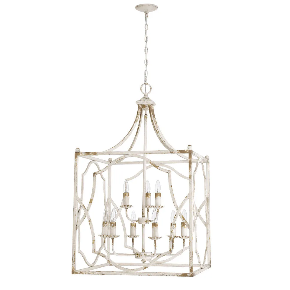 Laurent Nine Light Pendant in Antique Ivory