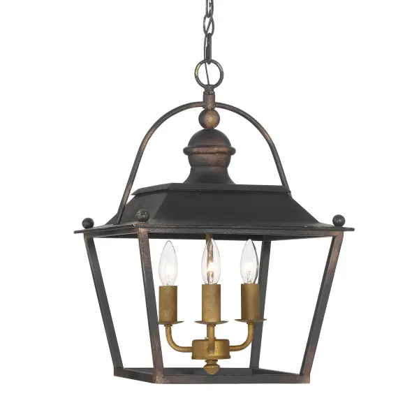 Golden Lighting Christoff 3-Light Pendant in Antique Black Iron - Image 1