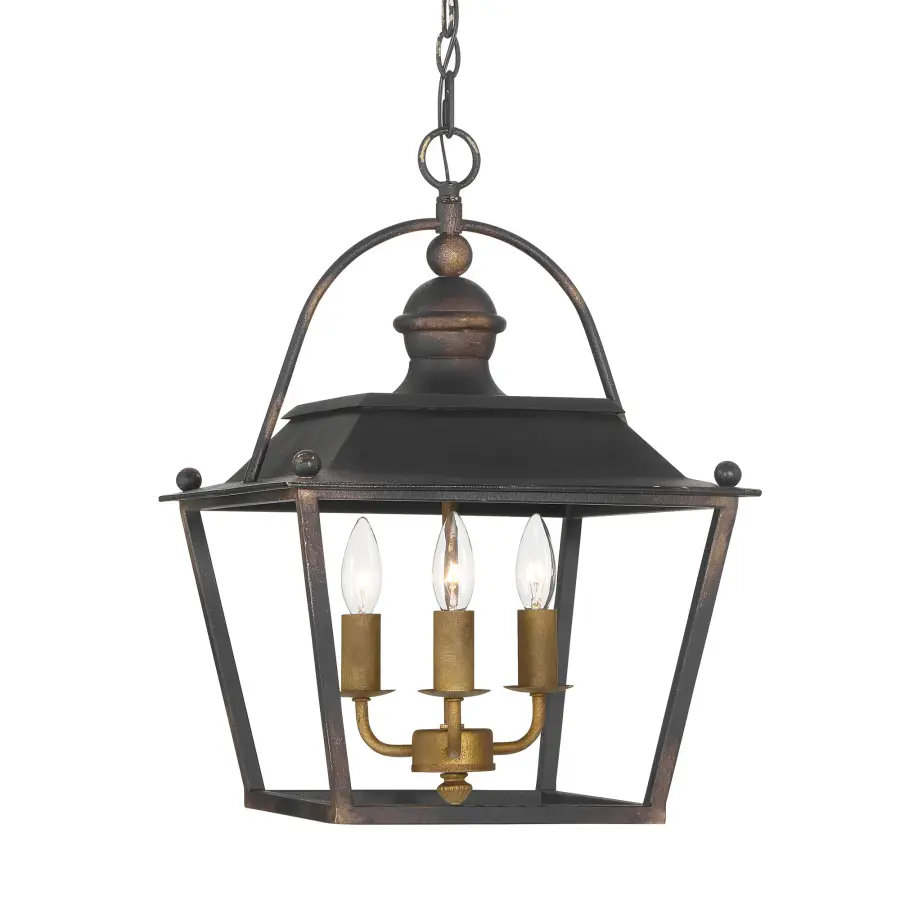 Golden Lighting Christoff 3-Light Pendant in Antique Black Iron - Image 1