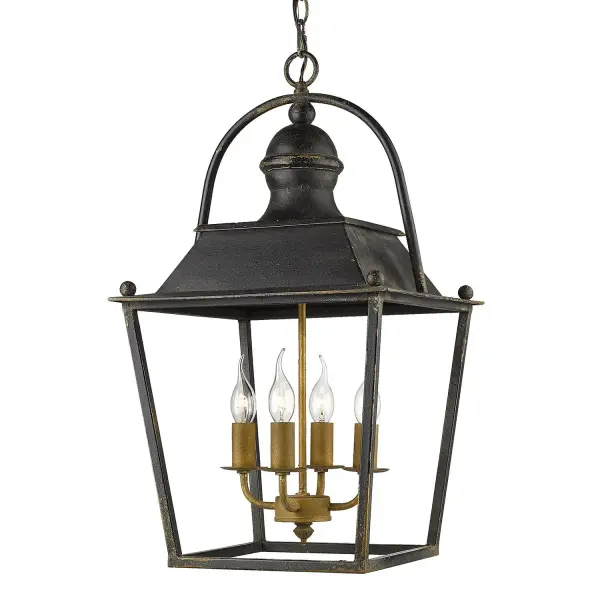 Golden Lighting Christoff 4-Light Pendant in Antique Black Iron - Image 1