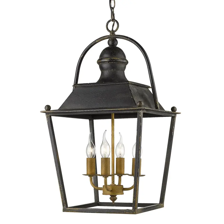 Golden Lighting Christoff 4-Light Pendant in Antique Black Iron - Image 1