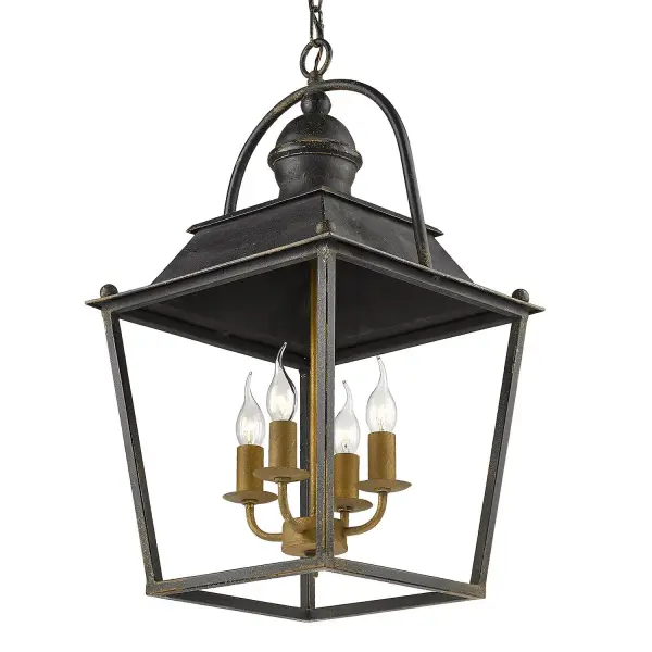 Golden Lighting Christoff 4-Light Pendant in Antique Black Iron - Image 3