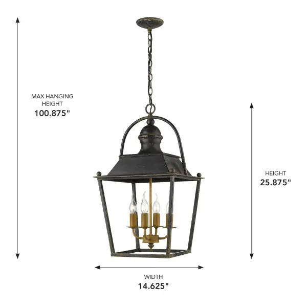 Golden Lighting Christoff 4-Light Pendant in Antique Black Iron - Image 4