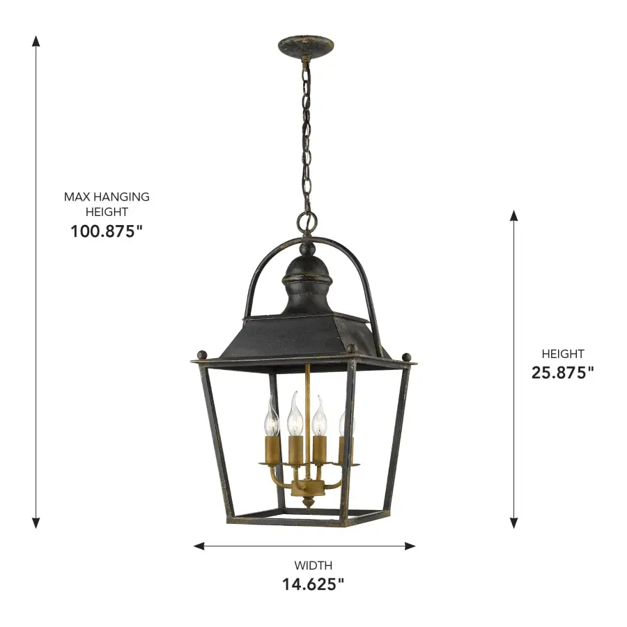 Golden Lighting Christoff 4-Light Pendant in Antique Black Iron - Image 4