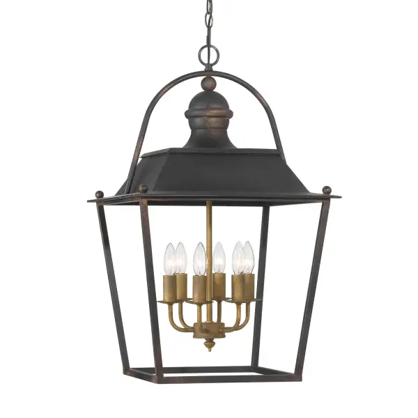 Golden Lighting Christoff 6-Light Pendant in Antique Black Iron - Image 1