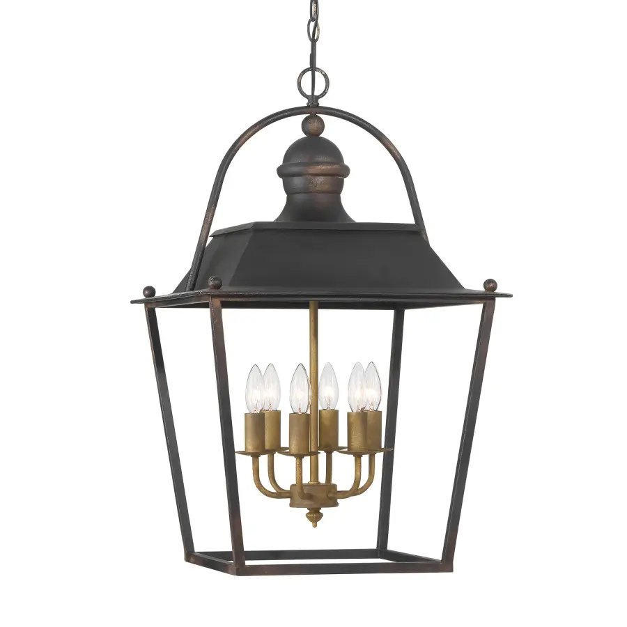 Golden Lighting Christoff 6-Light Pendant in Antique Black Iron - Image 1