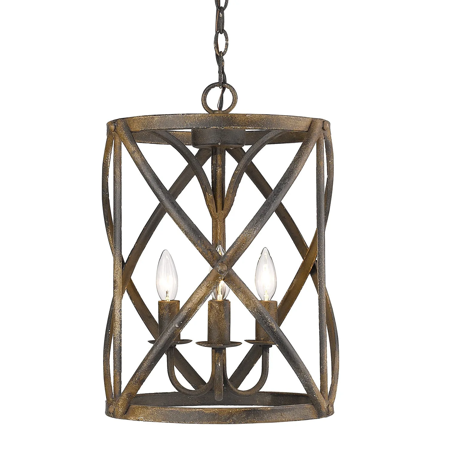 Alcott Three Light Pendant in Antique Black Iron