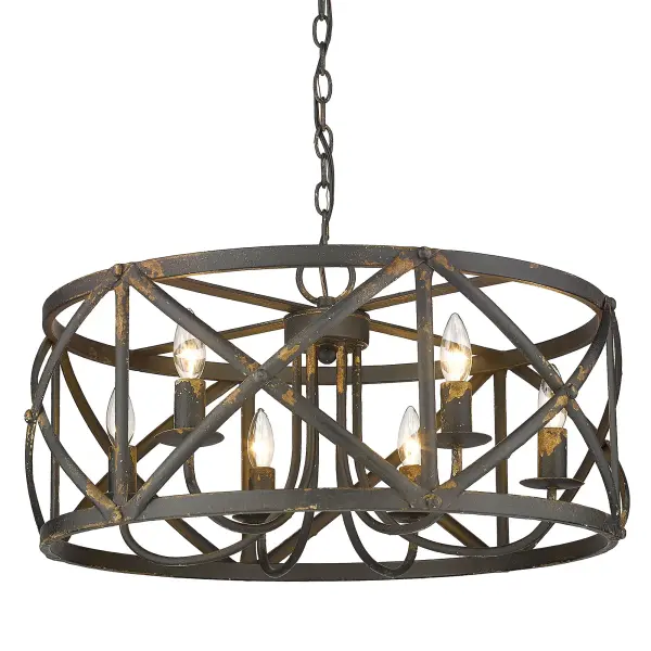 Golden Lighting Alcott 6-Light Chandelier in Antique Black Iron - Image 1