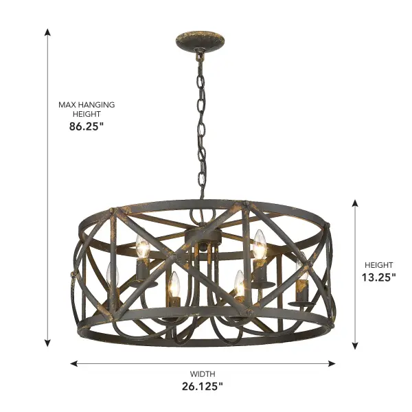 Golden Lighting Alcott 6-Light Chandelier in Antique Black Iron - Image 5