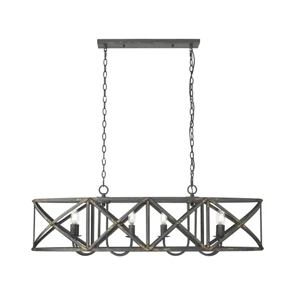 Golden Lighting Alcott 8-Light Island Light in Antique Black Iron - Image 3