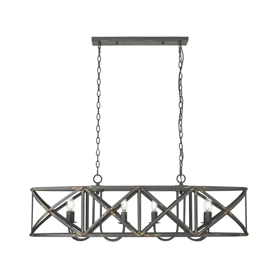 Golden Lighting Alcott 8-Light Island Light in Antique Black Iron - Image 3