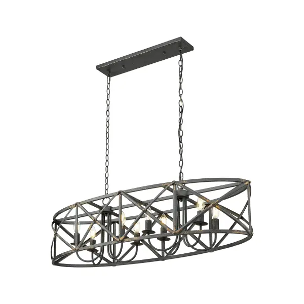 Golden Lighting Alcott 8-Light Island Light in Antique Black Iron - Image 4