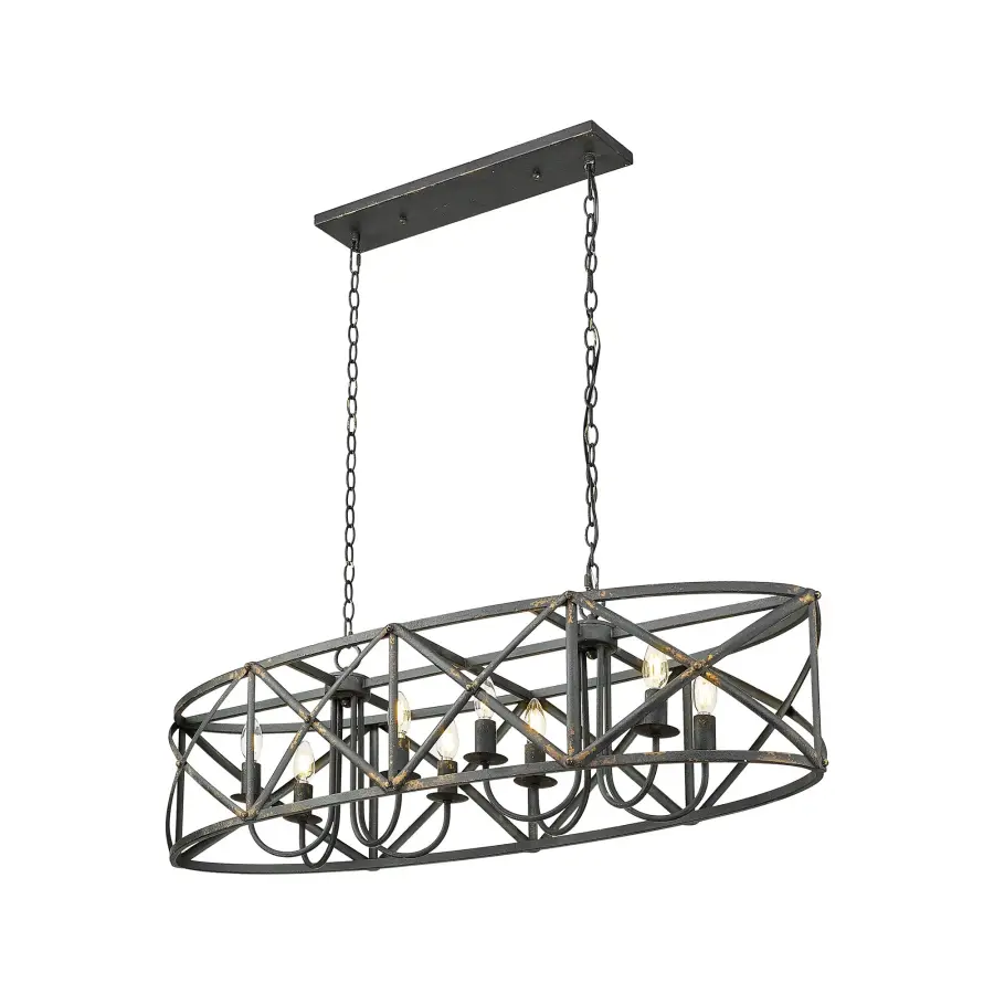 Golden Lighting Alcott 8-Light Island Light in Antique Black Iron - Image 4
