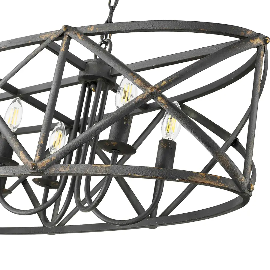 Golden Lighting Alcott 8-Light Island Light in Antique Black Iron - Image 6