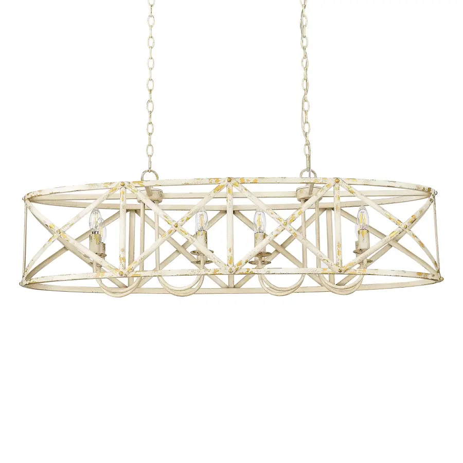 Golden Lighting Alcott 8-Light Island Light in Antique Ivory - Image 1