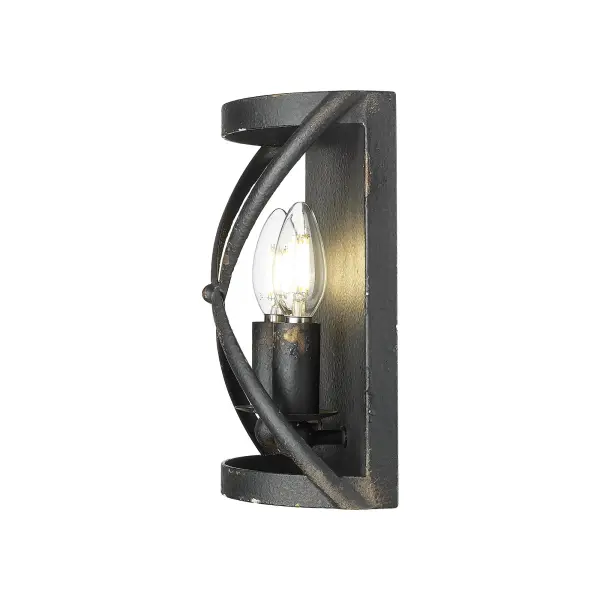 Golden Lighting Alcott 2-Light Wall Sconce in Antique Black Iron - Image 2