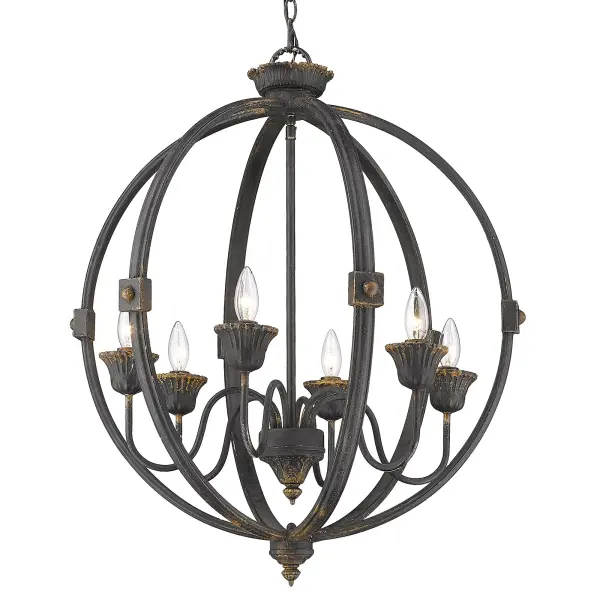 Golden Lighting Jules 6-Light Chandelier in Antique Black Iron - Image 1