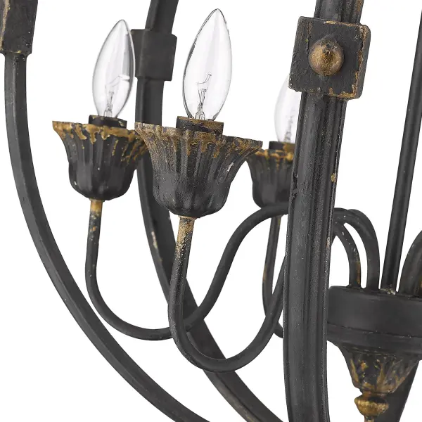 Golden Lighting Jules 6-Light Chandelier in Antique Black Iron - Image 3