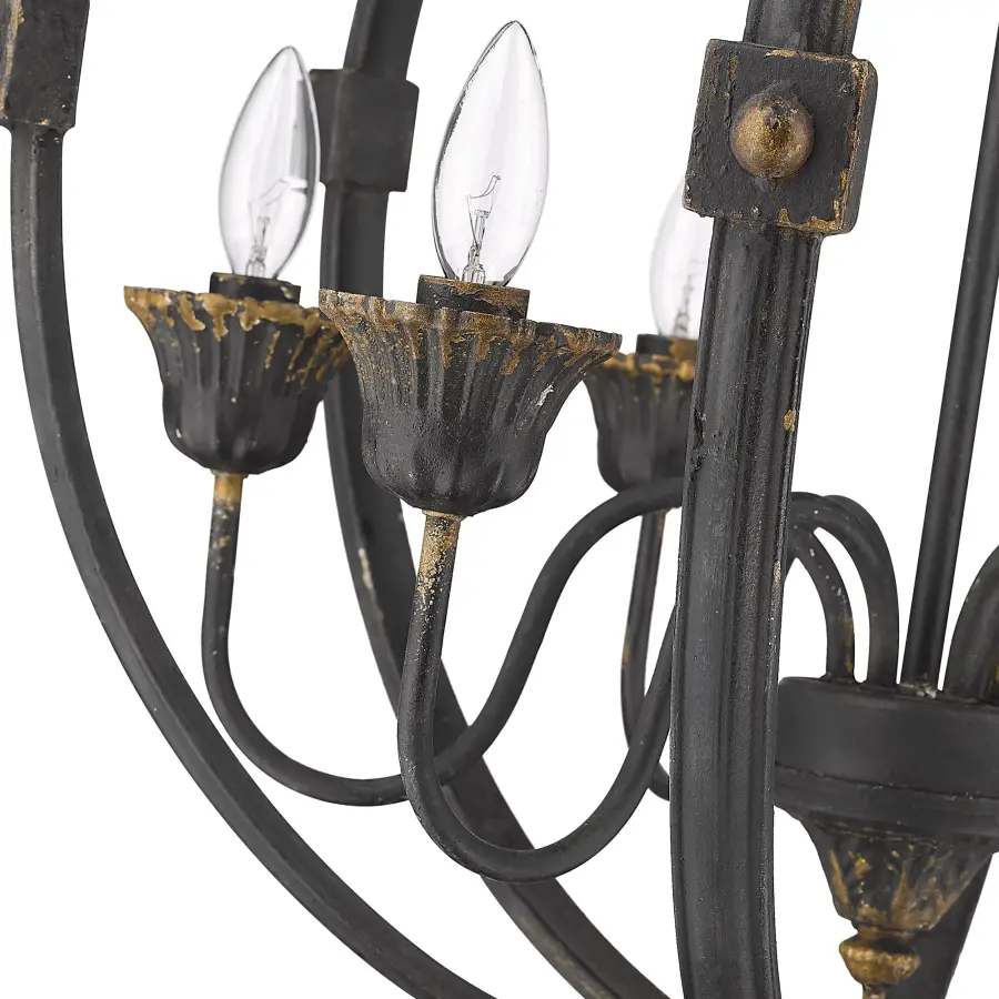 Golden Lighting Jules 6-Light Chandelier in Antique Black Iron - Image 3