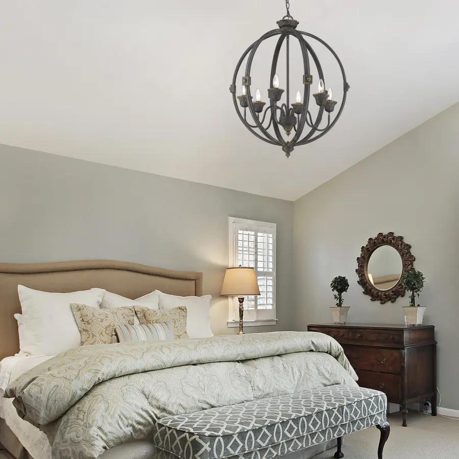 Golden Lighting Jules 6-Light Chandelier in Antique Black Iron - Image 5