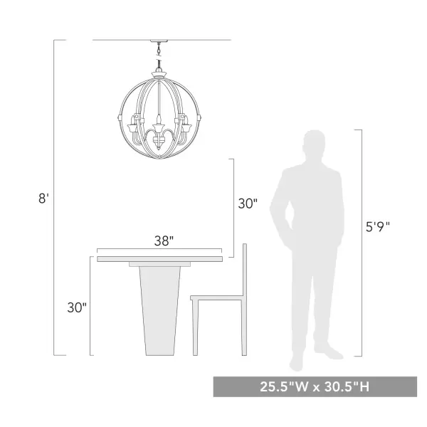 Golden Lighting Jules 6-Light Chandelier in Antique Black Iron - Image 7