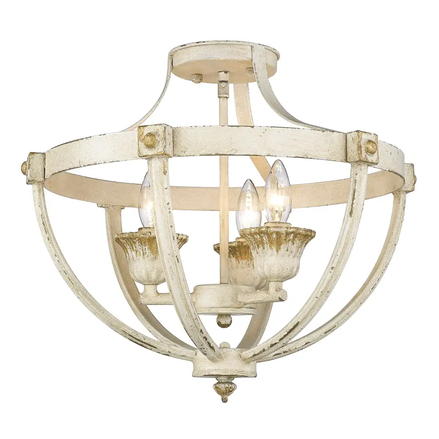 Golden Lighting Jules 3-Light Semi-Flush Mount in Antique Ivory - Image 1
