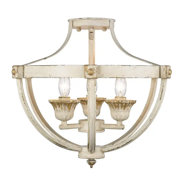 Golden Lighting Jules 3-Light Semi-Flush Mount in Antique Ivory - Image 2