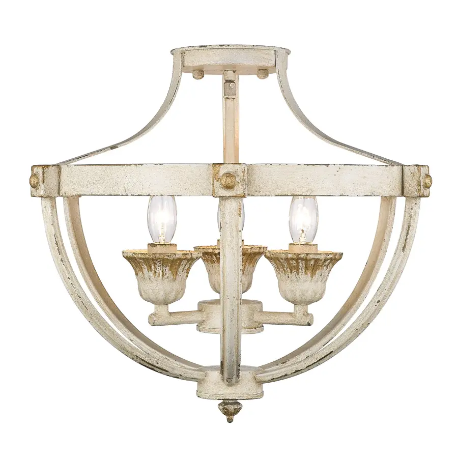 Golden Lighting Jules 3-Light Semi-Flush Mount in Antique Ivory - Image 2