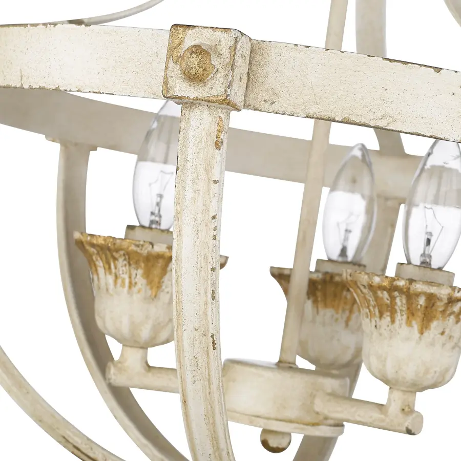 Golden Lighting Jules 3-Light Semi-Flush Mount in Antique Ivory - Image 3