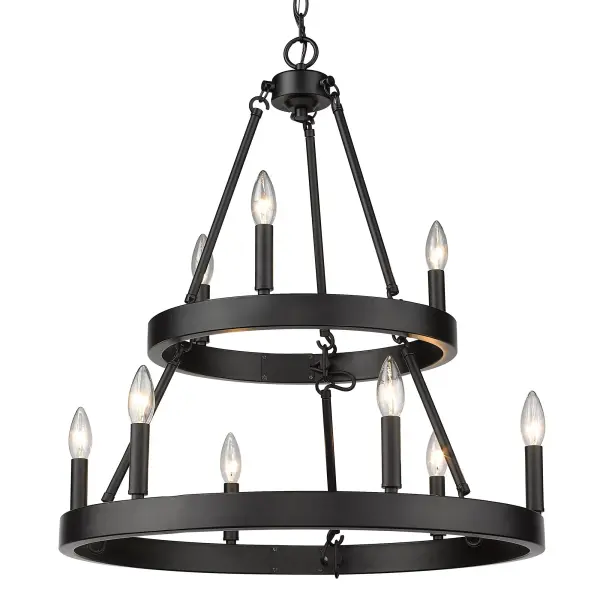 Sophisticated 2-Tier Chandelier with Modern Matte Black Elegance - Image 1