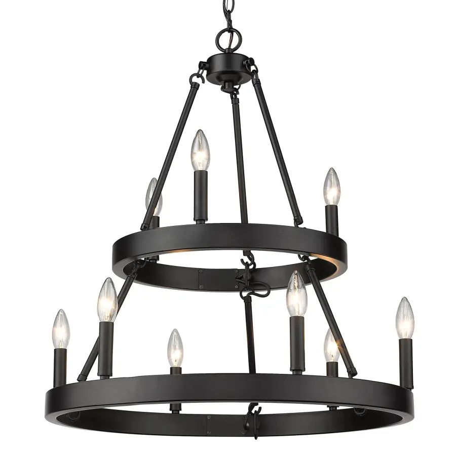 Sophisticated 2-Tier Chandelier with Modern Matte Black Elegance - Image 1