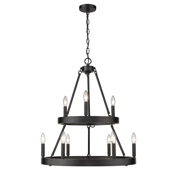 Sophisticated 2-Tier Chandelier with Modern Matte Black Elegance - Image 2