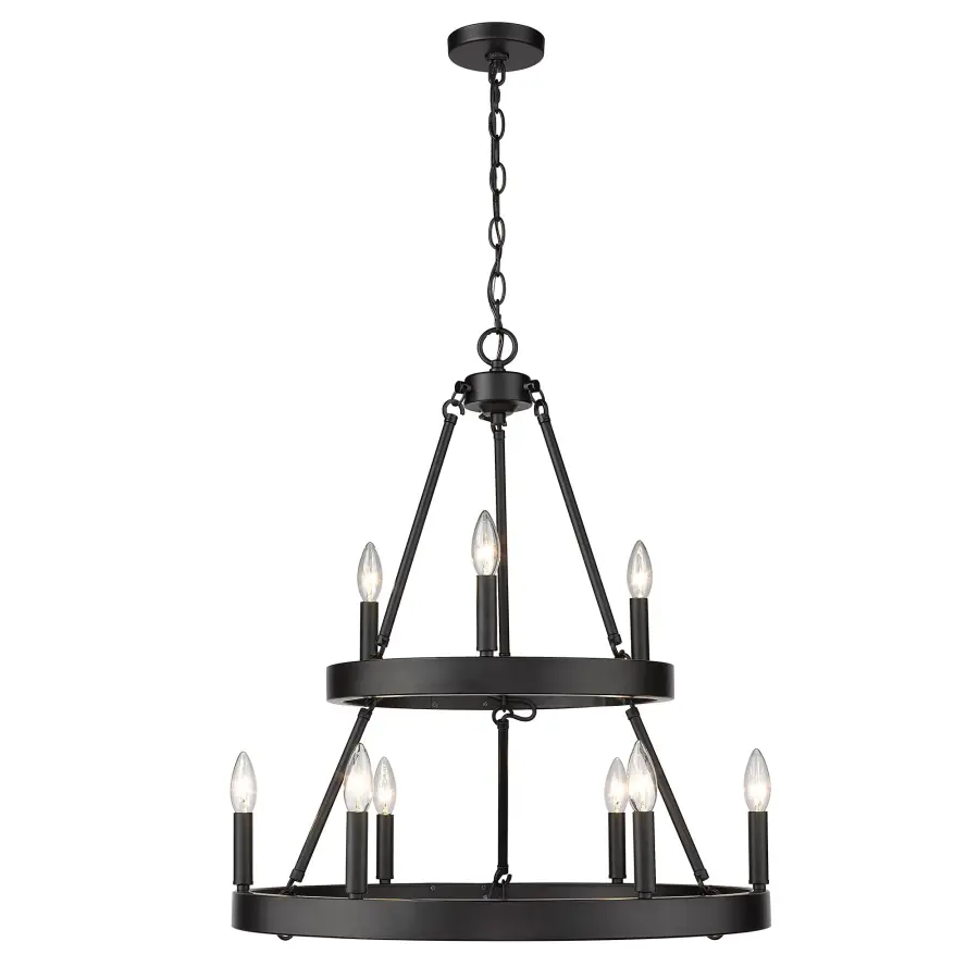 Sophisticated 2-Tier Chandelier with Modern Matte Black Elegance - Image 2
