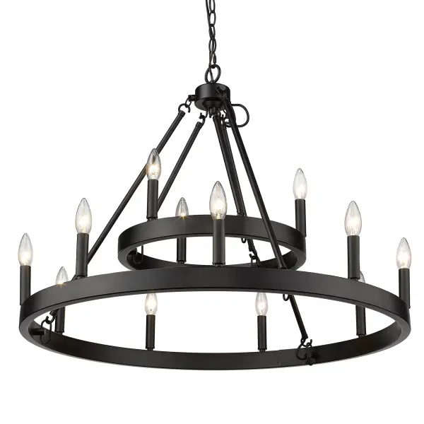 Golden Lighting Alastair 12-Light Chandelier in Matte Black - Image 3
