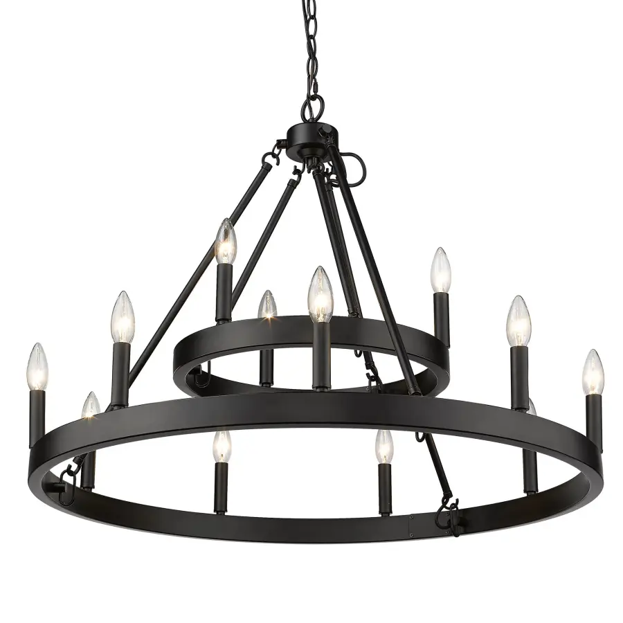 Golden Lighting Alastair 12-Light Chandelier in Matte Black - Image 3