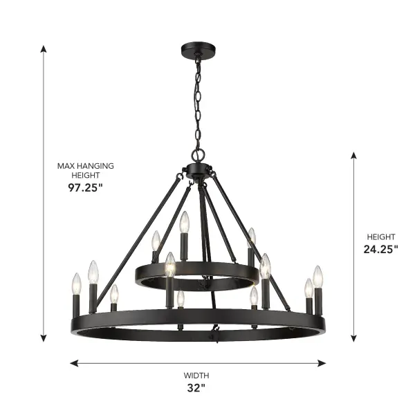 Golden Lighting Alastair 12-Light Chandelier in Matte Black - Image 4