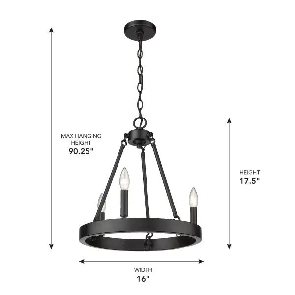 Golden Lighting Alastair 3-Light Chandelier in Matte Black - Image 3
