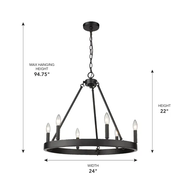 Golden Lighting Alastair 6-Light Chandelier in Matte Black - Image 3