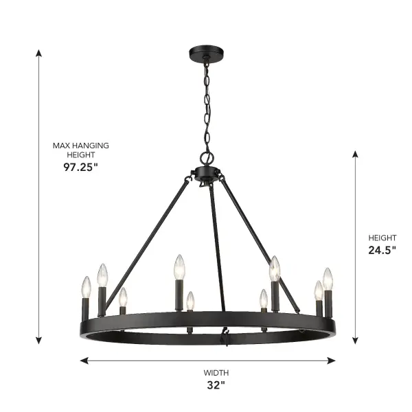 Golden Lighting Alastair 9-Light Chandelier in Matte Black - Image 3