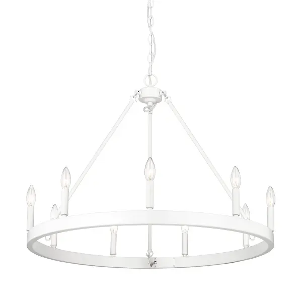 The Alastair chandelier combines timeless transitional design with modern minimalism. Its matte white finish and exposed bulb design create a fresh, clean aesthetic that works beautifully in both residential and commercial spaces. - alternate view